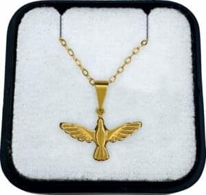 15264359602-fo-04.jpg Gargantilha Folheada Ouro Espírito Santo Pombinha