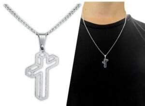 Corrente C Crucifixo Aço Inox Tridimensional