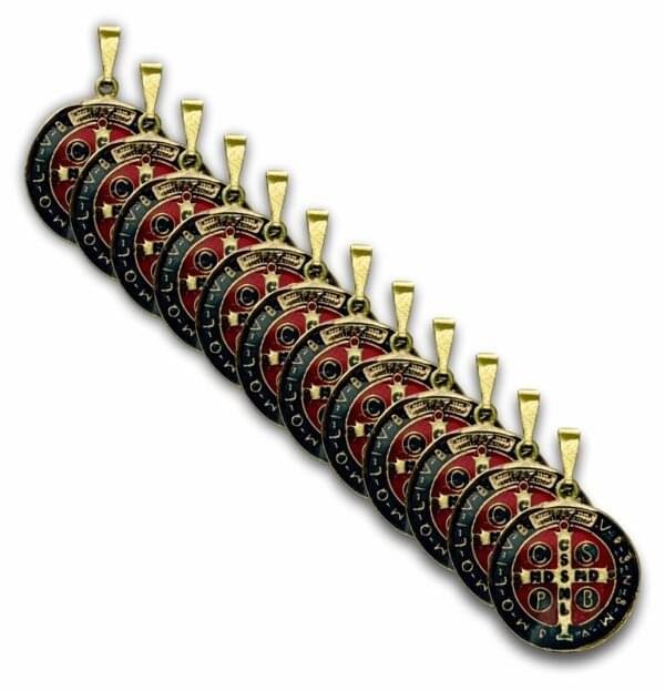 Kit 10Un Medalha São Bento Resinada 18 Mm