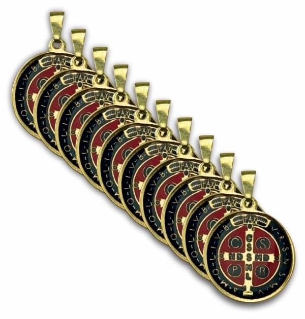 Kit 10Un Medalha São Bento Resinada 22 Mm