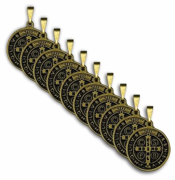 15414562533-foto-01.jpg Kit 10Un Medalha São Bento Ouro Velho Media 18 Mm