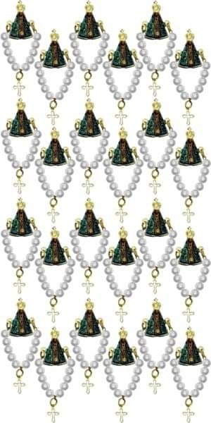 Kit 24 Botton Nossa Senhora Aparecida Com Dezena Mini Terço