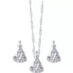 CONJUNTO FOLHEADO A PRATA BRINCO COM GARGANTILHA AP MF227
