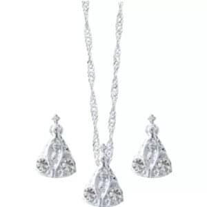 CONJUNTO FOLHEADO A PRATA BRINCO COM GARGANTILHA AP MF227