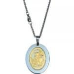 CORDÃO AÇO INOX COM MEDALHA OVAL SÃO JORGE