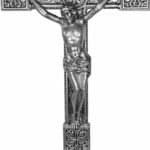 CRUCIFIXO CRUZ METAL DE ALTAR PRATA VELHA 37,5 CM