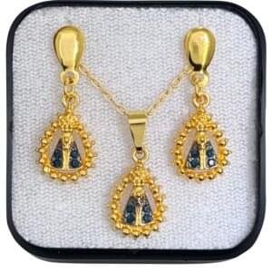 CONJUNTO COM BRINCO F OURO NOSSA SENHORA APARECIDA GOTA