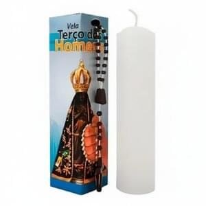 Vela Religiosa Terço dos Homens 14cm Nossa Senhora Aparecida com Terço